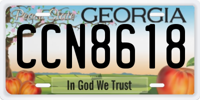 GA license plate CCN8618