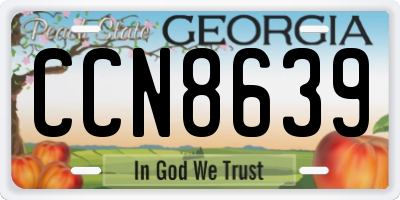 GA license plate CCN8639