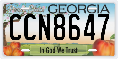 GA license plate CCN8647