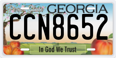 GA license plate CCN8652