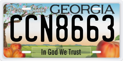 GA license plate CCN8663