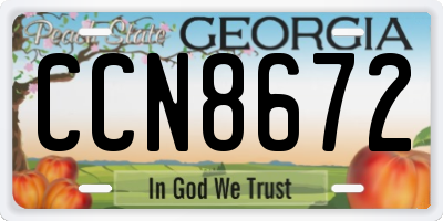 GA license plate CCN8672