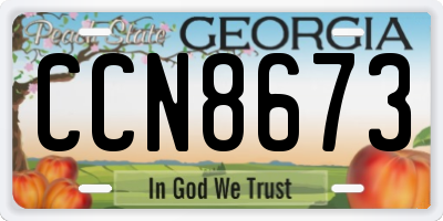 GA license plate CCN8673