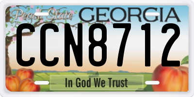 GA license plate CCN8712