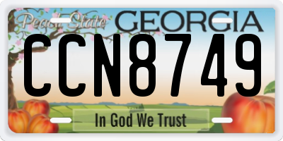 GA license plate CCN8749