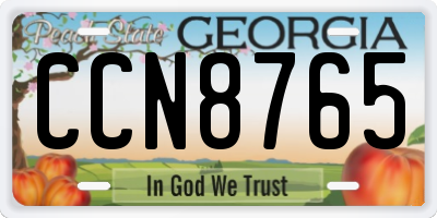 GA license plate CCN8765