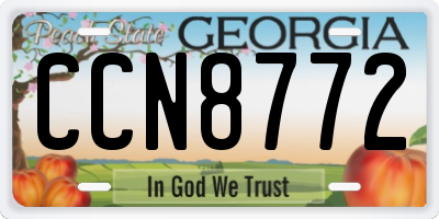 GA license plate CCN8772