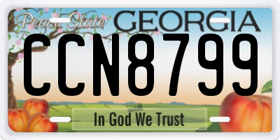GA license plate CCN8799