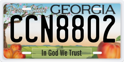 GA license plate CCN8802
