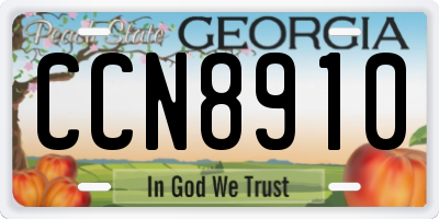GA license plate CCN8910