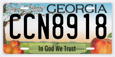 GA license plate CCN8918