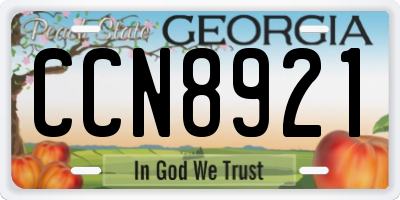 GA license plate CCN8921