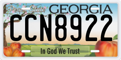 GA license plate CCN8922