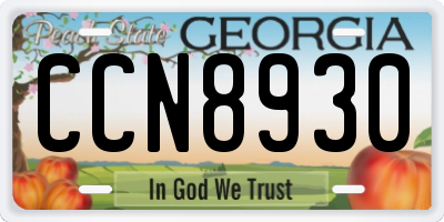 GA license plate CCN8930