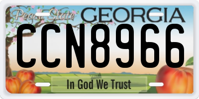GA license plate CCN8966