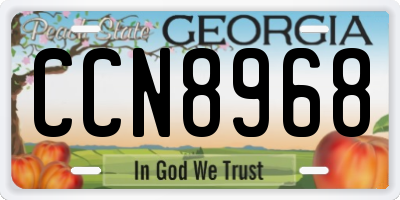GA license plate CCN8968
