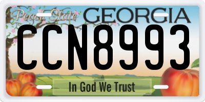 GA license plate CCN8993