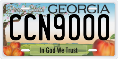 GA license plate CCN9000