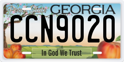 GA license plate CCN9020