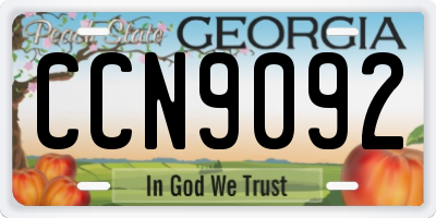 GA license plate CCN9092