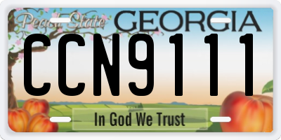GA license plate CCN9111