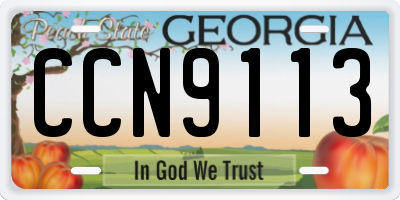 GA license plate CCN9113