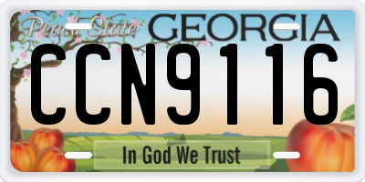 GA license plate CCN9116