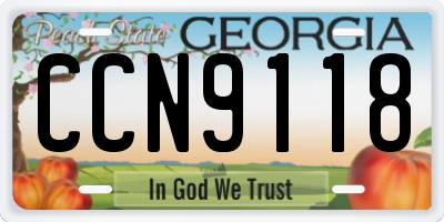 GA license plate CCN9118