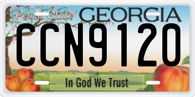 GA license plate CCN9120