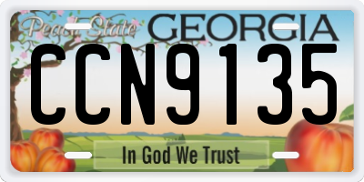 GA license plate CCN9135