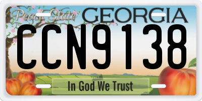 GA license plate CCN9138