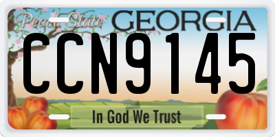 GA license plate CCN9145
