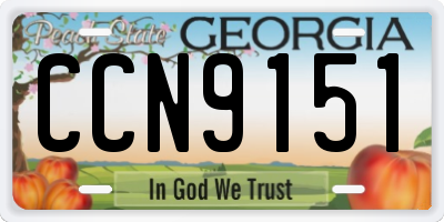 GA license plate CCN9151