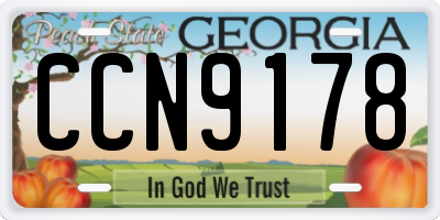 GA license plate CCN9178
