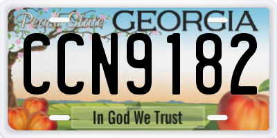 GA license plate CCN9182
