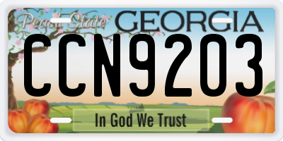 GA license plate CCN9203