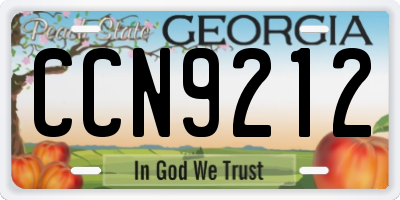 GA license plate CCN9212