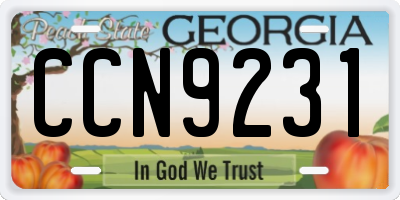 GA license plate CCN9231