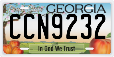 GA license plate CCN9232