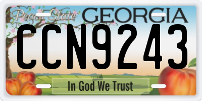 GA license plate CCN9243