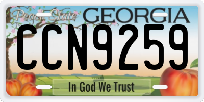 GA license plate CCN9259