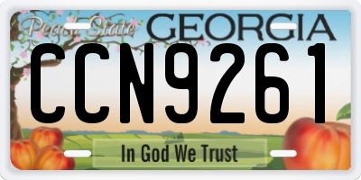GA license plate CCN9261