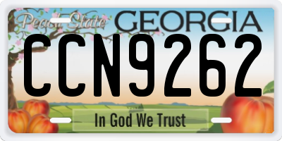 GA license plate CCN9262