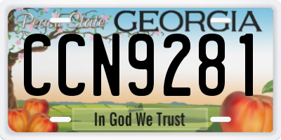 GA license plate CCN9281
