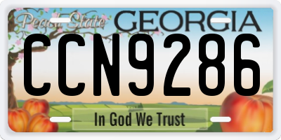 GA license plate CCN9286