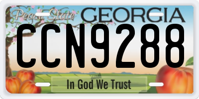 GA license plate CCN9288