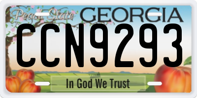 GA license plate CCN9293