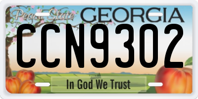 GA license plate CCN9302