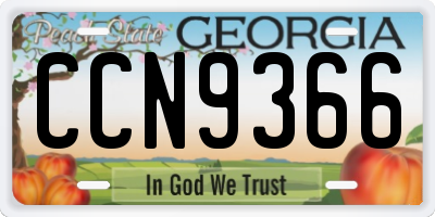 GA license plate CCN9366