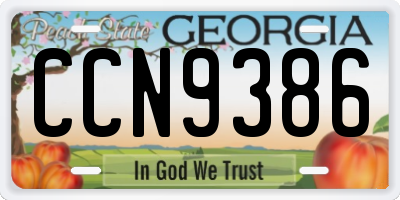 GA license plate CCN9386